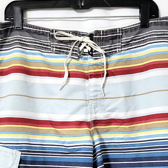 Billabong Men Hecho De Board Short Sz 36 Multicolor Stripe Cargo Swim Trunks Y2K - Picture 3 of 16